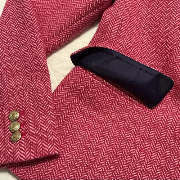 J. Crew Pink Herringbone Wool-Blend Fully Lined Women’s Blazer Size 6 - Picture 9 of 14